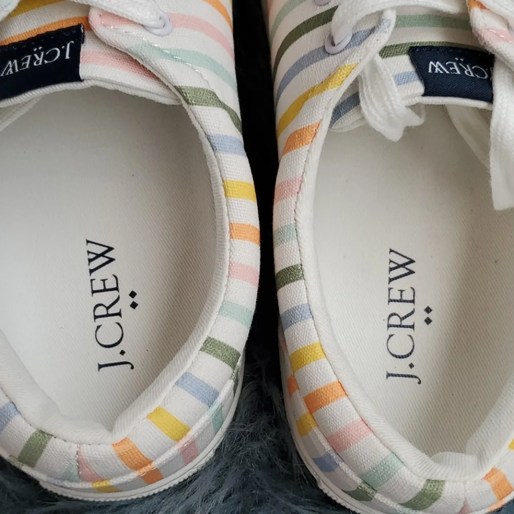 NIB J. Crew Printed Canvas Striped Sneakers